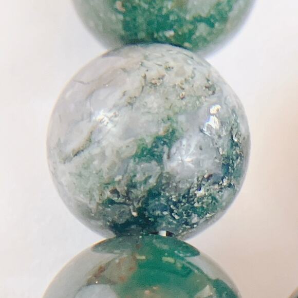 VTG Moss Agate and Peacock Pearl Beaded Artisan Necklace Y2K Natural Stone - Picture 4 of 10